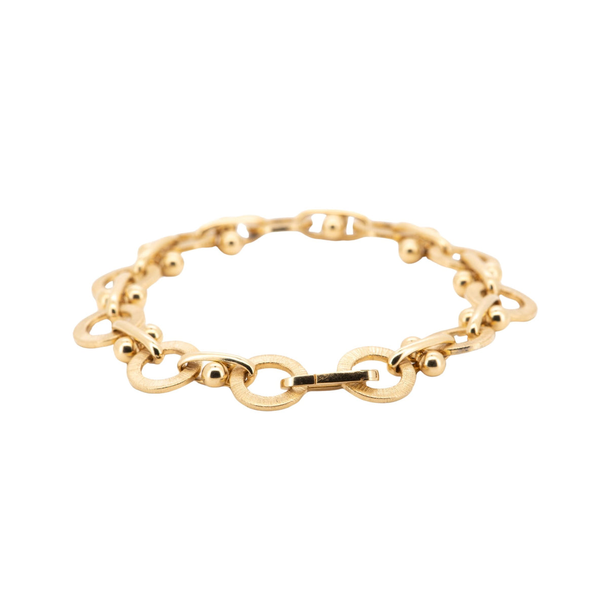 18K Gold Yellow and White Gold Brushed Finish Link Specialty Bracelet 6.5" 6.95g R2101 Aurora Designer