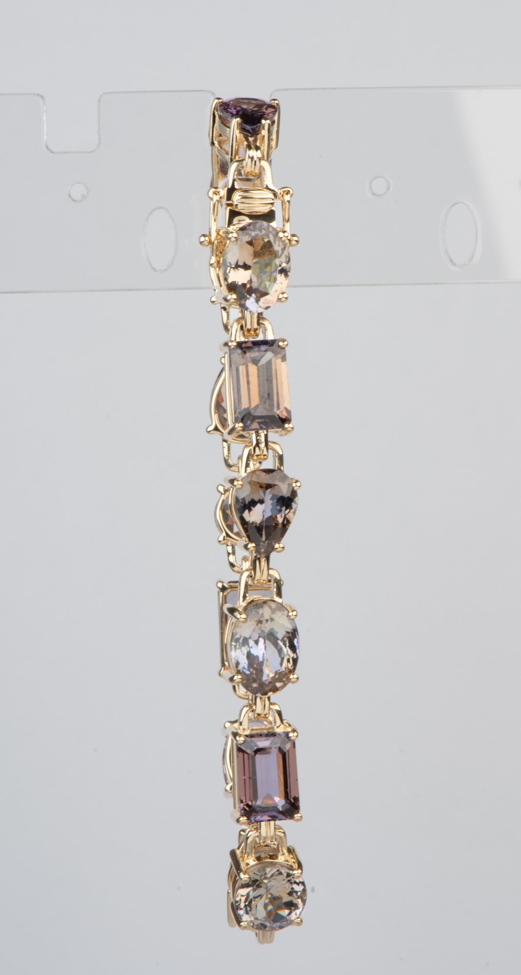 25ct Natural Fancy Bi-Color Tanzanite Bracelet 14K Gold Mixed Shape Rare Colors R2102 Aurora Designer