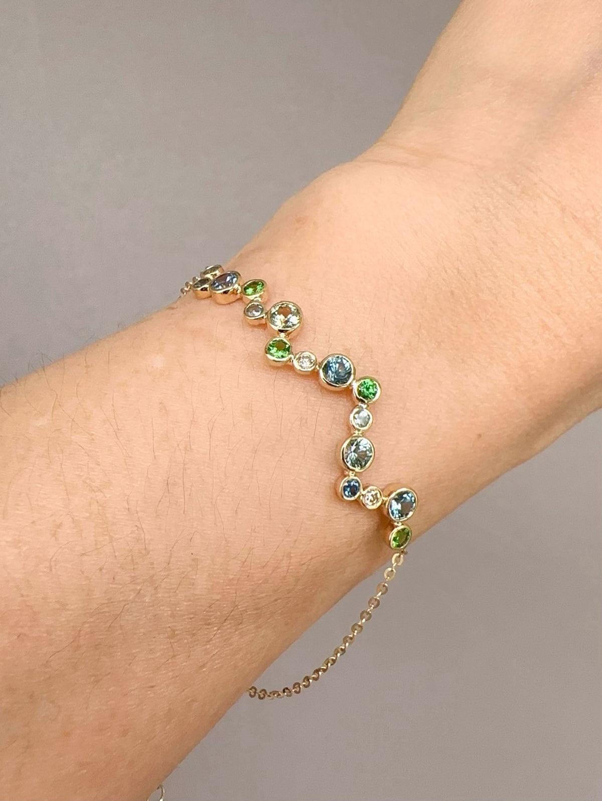 Montana Sapphire and Diamond Bubbles Bracelet 14K Gold R2105 Aurora Designer
