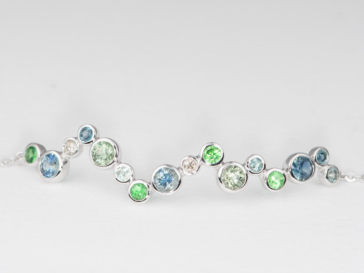 Montana Sapphire and Diamond Bubbles Bracelet 14K White Gold R2105 Aurora Designer
