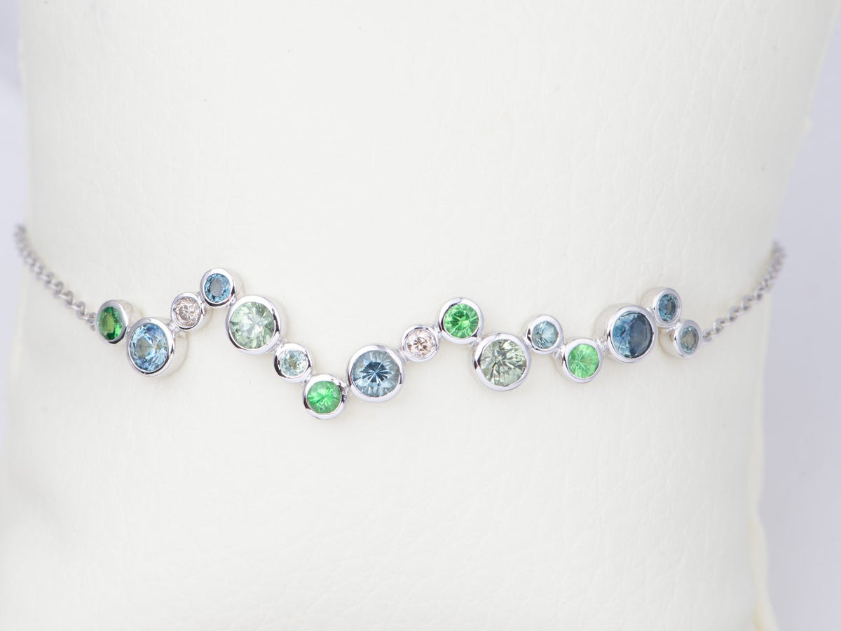 Montana Sapphire and Diamond Bubbles Bracelet 14K White Gold R2105 Aurora Designer
