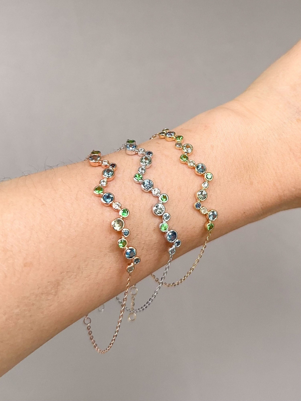 Montana Sapphire and Diamond Bubbles Bracelet 14K Gold R2105 Aurora Designer