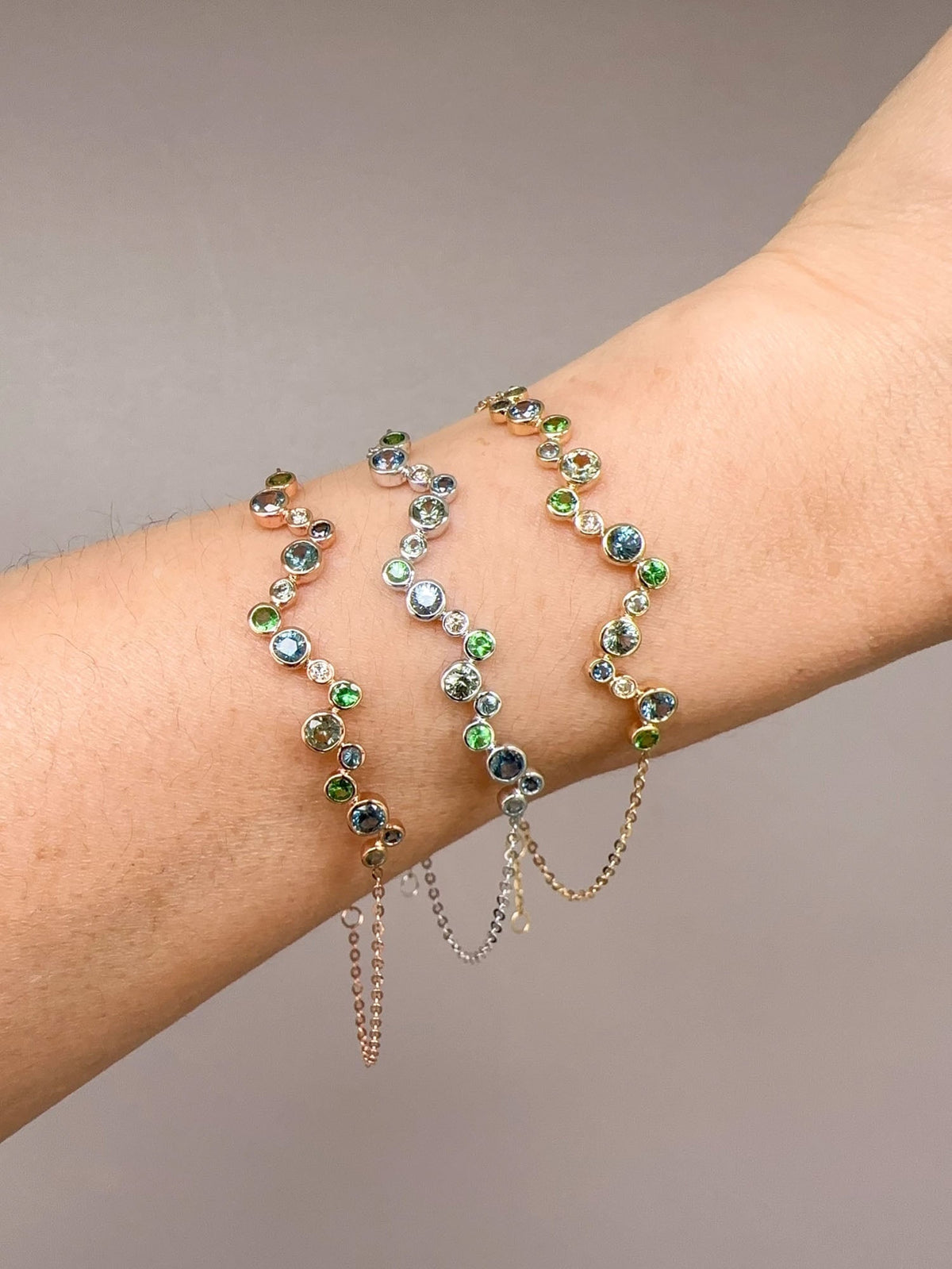 Montana Sapphire and Diamond Bubbles Bracelet 14K Gold R2105 Aurora Designer