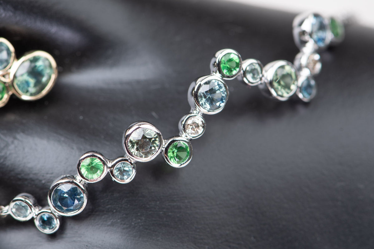 Montana Sapphire and Diamond Bubbles Bracelet 14K Gold R2105 Aurora Designer