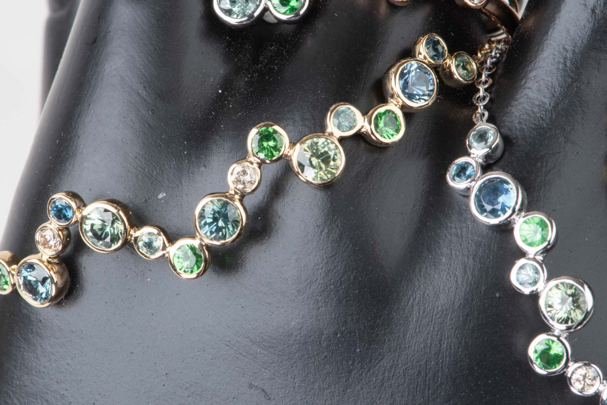 Montana Sapphire and Diamond Bubbles Bracelet 14K Gold R2105 Aurora Designer