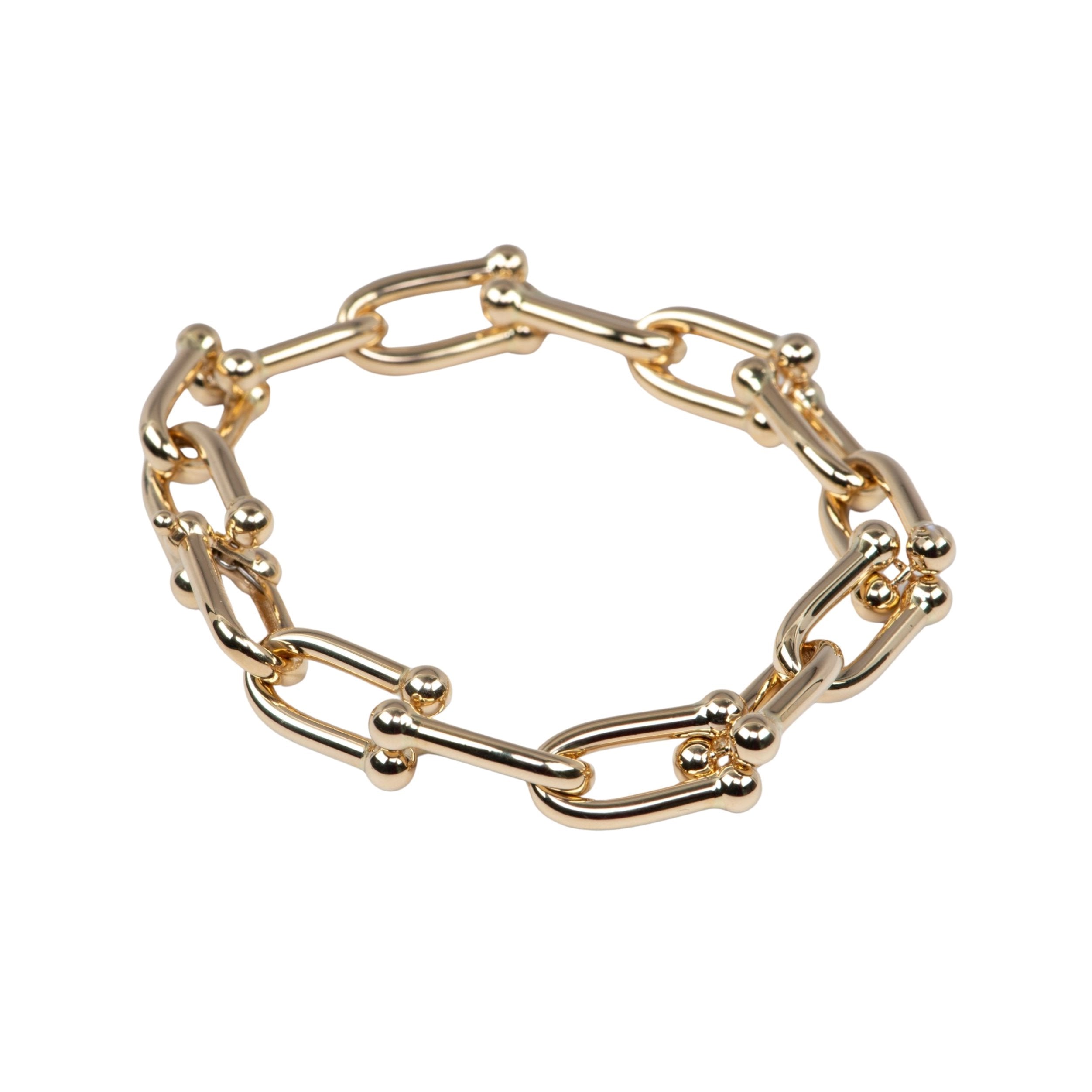 Large Horseshoe Link Bracelet 18K Gold 13g+ HardWear Style R2108