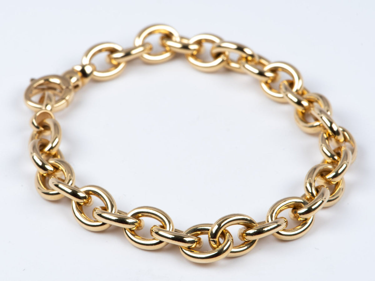 18K Gold Smooth Oval Link Bracelet 7" 8.81g R2109 Aurora Designer