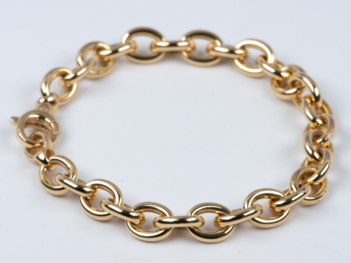 18K Gold Smooth Oval Link Bracelet 7" 8.81g R2109 Aurora Designer