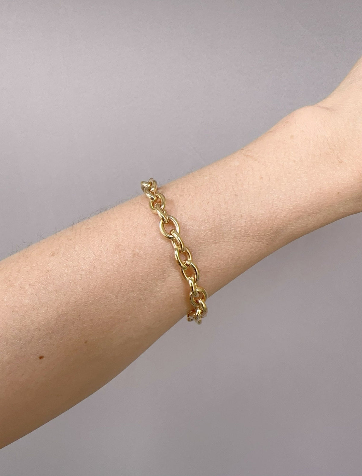 18K Gold Smooth Oval Link Bracelet 7" 8.81g R2109 Aurora Designer