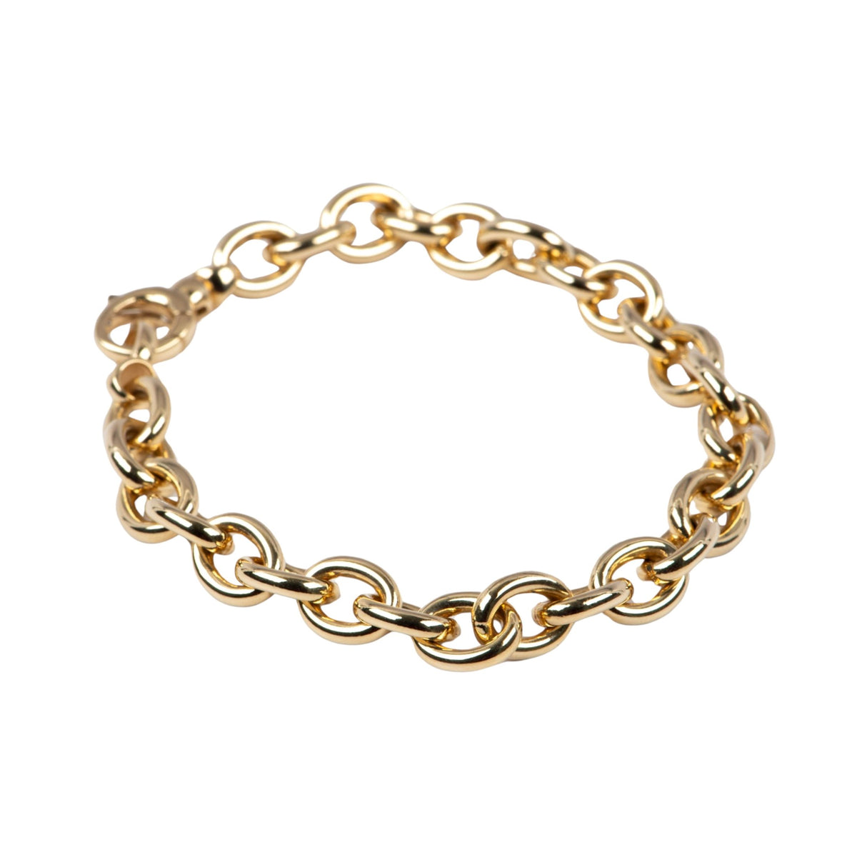 18K Gold Smooth Oval Link Bracelet 7" 8.81g R2109 Aurora Designer