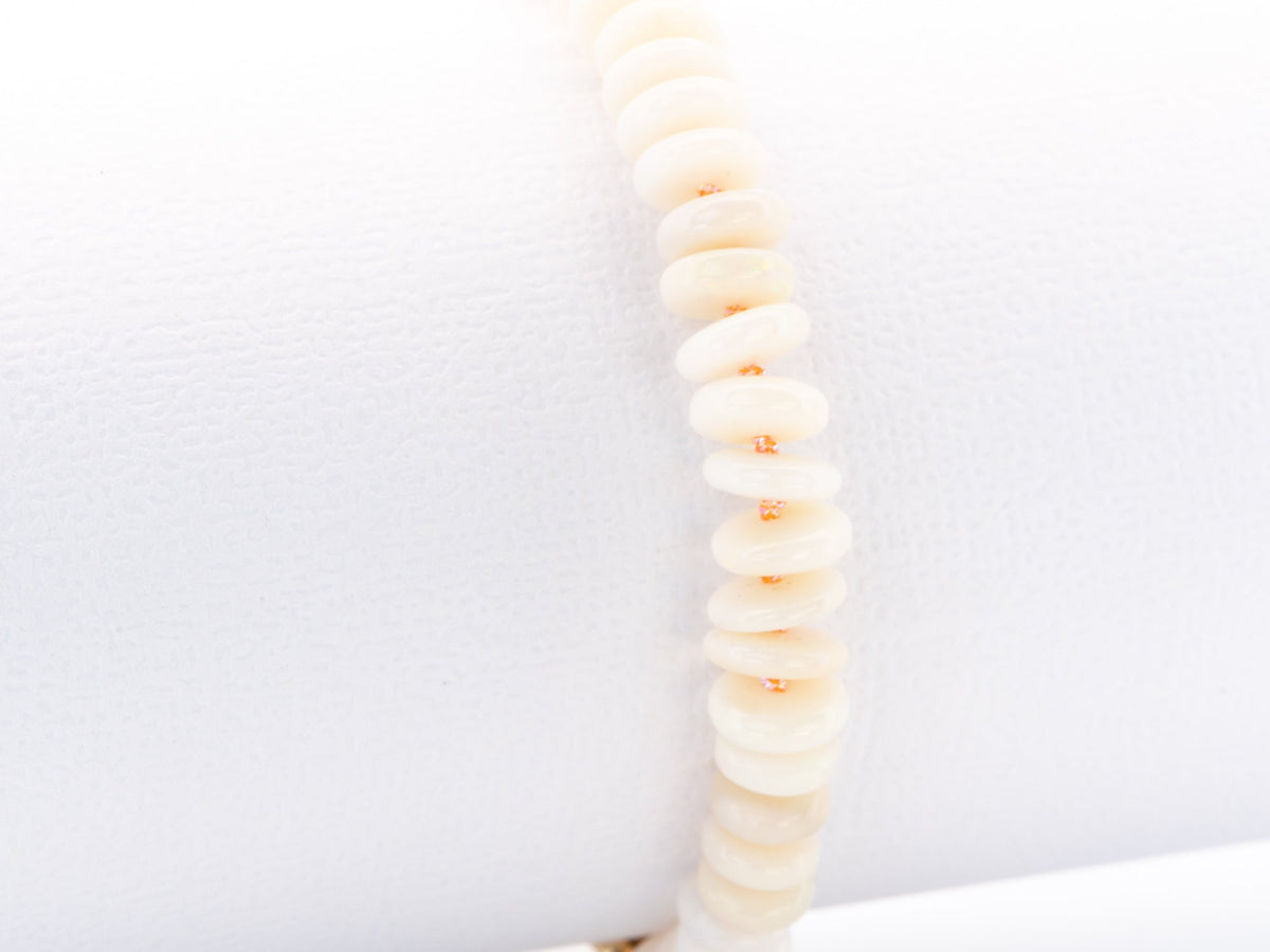 Solid Australian Opal Heishi Bead Hand Knotted Bracelet with 14K Gold Clasps R2110 Aurora Designer