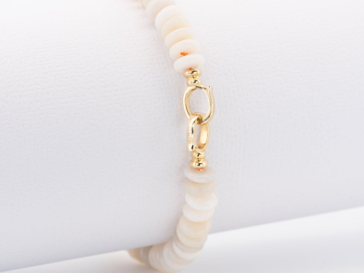 Solid Australian Opal Heishi Bead Hand Knotted Bracelet with 14K Gold Clasps R2110 Aurora Designer
