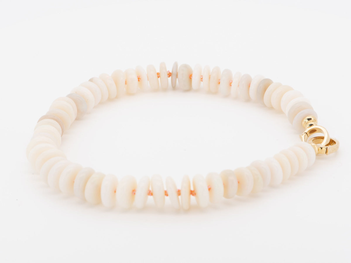 Solid Australian Opal Heishi Bead Hand Knotted Bracelet with 14K Gold Clasps R2110 Aurora Designer