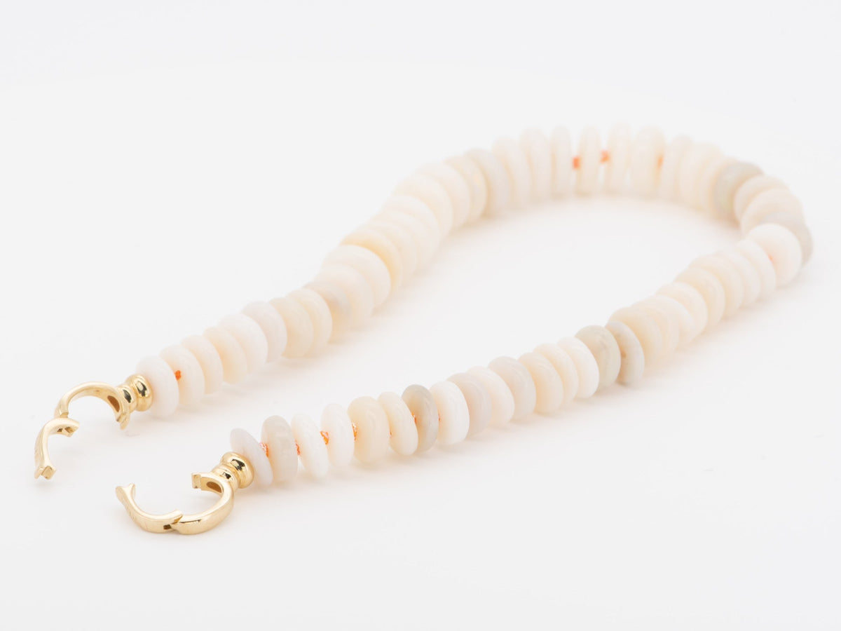 Solid Australian Opal Heishi Bead Hand Knotted Bracelet with 14K Gold Clasps R2110 Aurora Designer