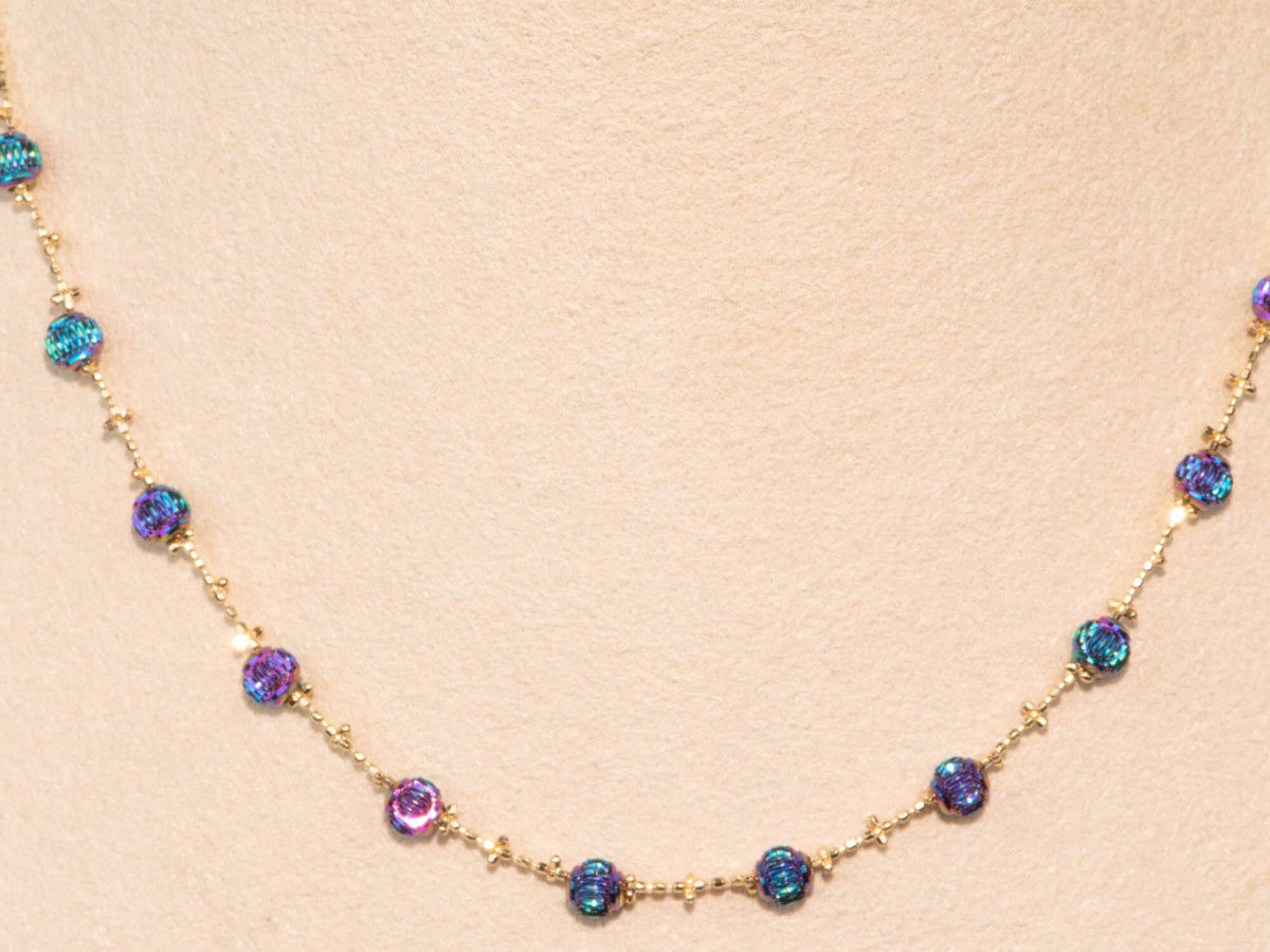 18K Gold Iridescent Super Shine Necklace 3g+ Fully Adjustable R2115 Aurora Designer