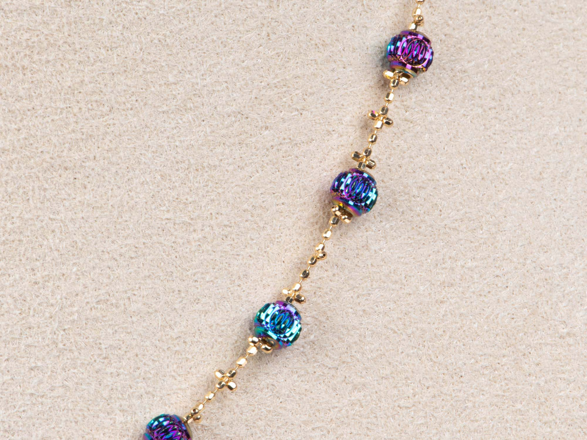 18K Gold Iridescent Super Shine Necklace 3g+ Fully Adjustable R2115 Aurora Designer
