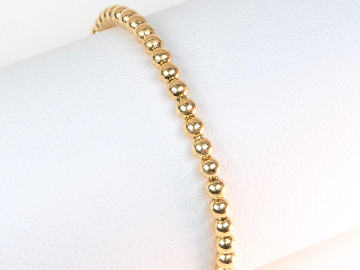 18K Gold 4mm Bead Stretchy Bracelet 7" 6.58g R2117 Aurora Designer