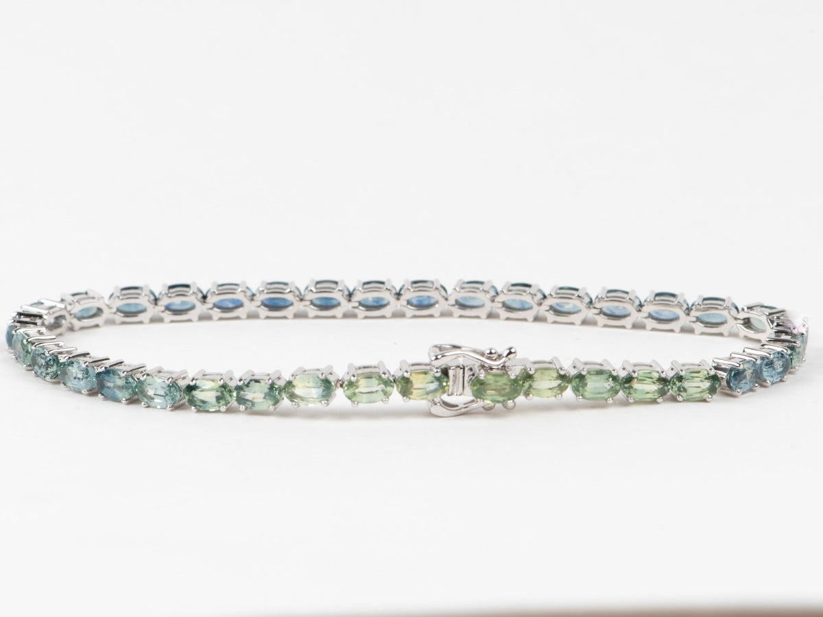 11.46ctw Ombre Montana Sapphire Bracelet 14K Gold 7" R2118 Aurora Designer