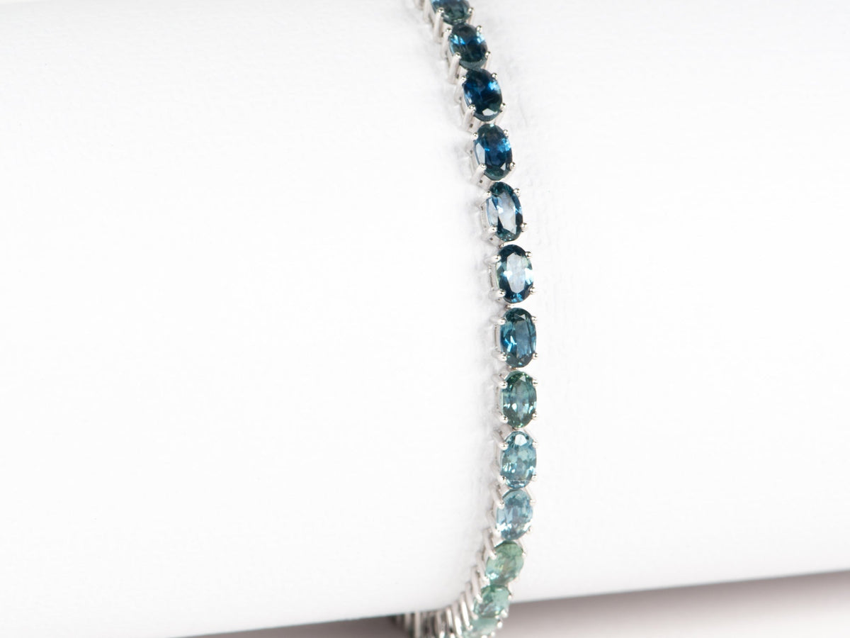 11.46ctw Ombre Montana Sapphire Bracelet 14K Gold 7" R2118 Aurora Designer