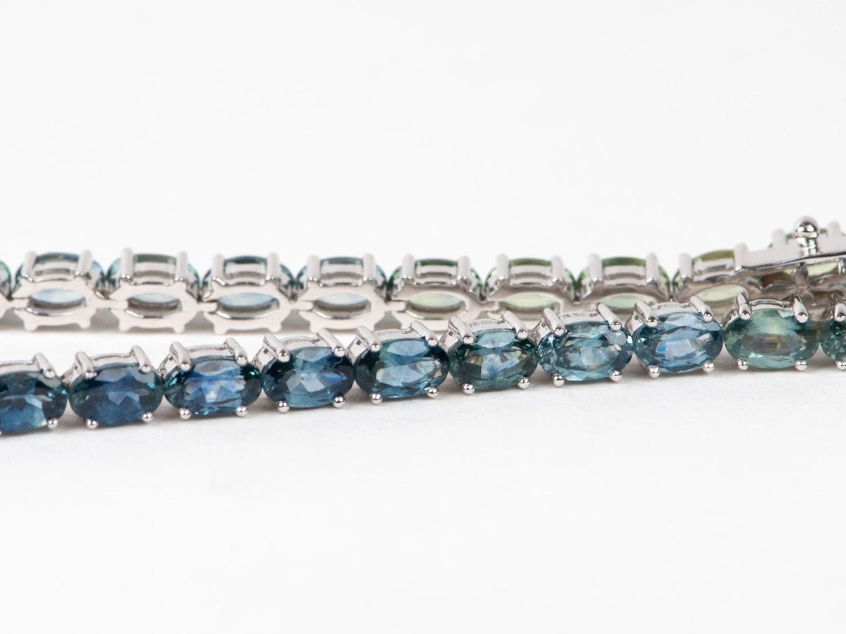 11.46ctw Ombre Montana Sapphire Bracelet 14K Gold 7" R2118 Aurora Designer