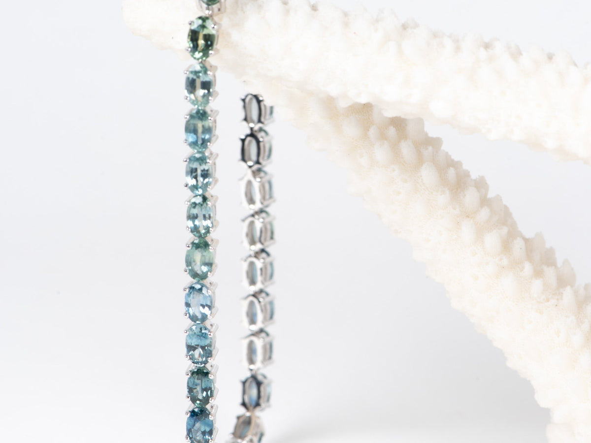 "4mm Wide Purple Pink Ombre Sapphire Bracelet 14K Gold" R2119 Aurora Designer