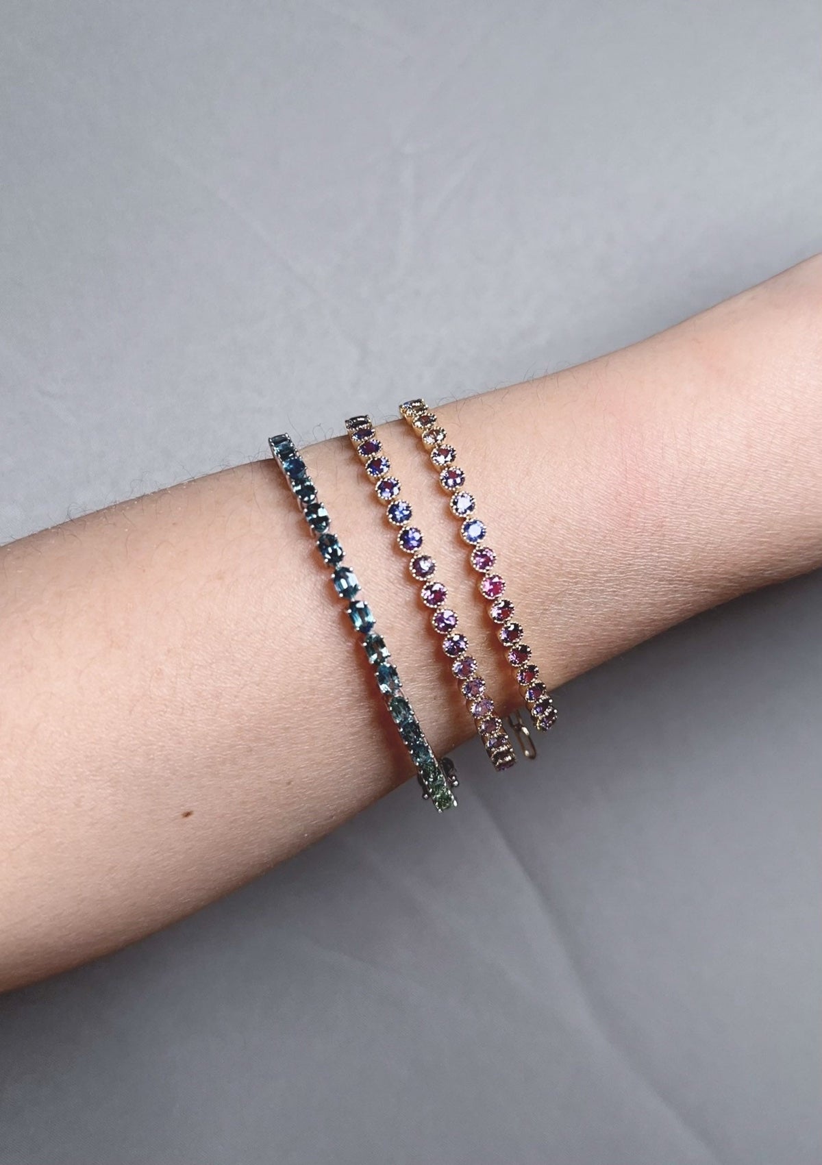 11.46ctw Ombre Montana Sapphire Bracelet 14K Gold 7" R2118 Aurora Designer