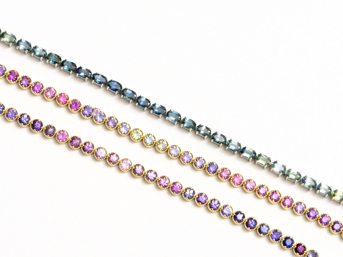 11.46ctw Ombre Montana Sapphire Bracelet 14K Gold 7" R2118 Aurora Designer