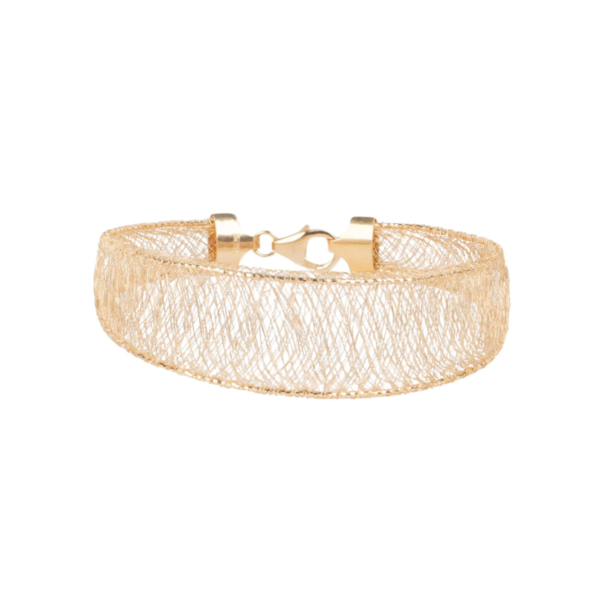 18K Gold Sparkly Thin Gold Wire Weave Rigid Bracelet 5g+ R2124 Aurora Designer