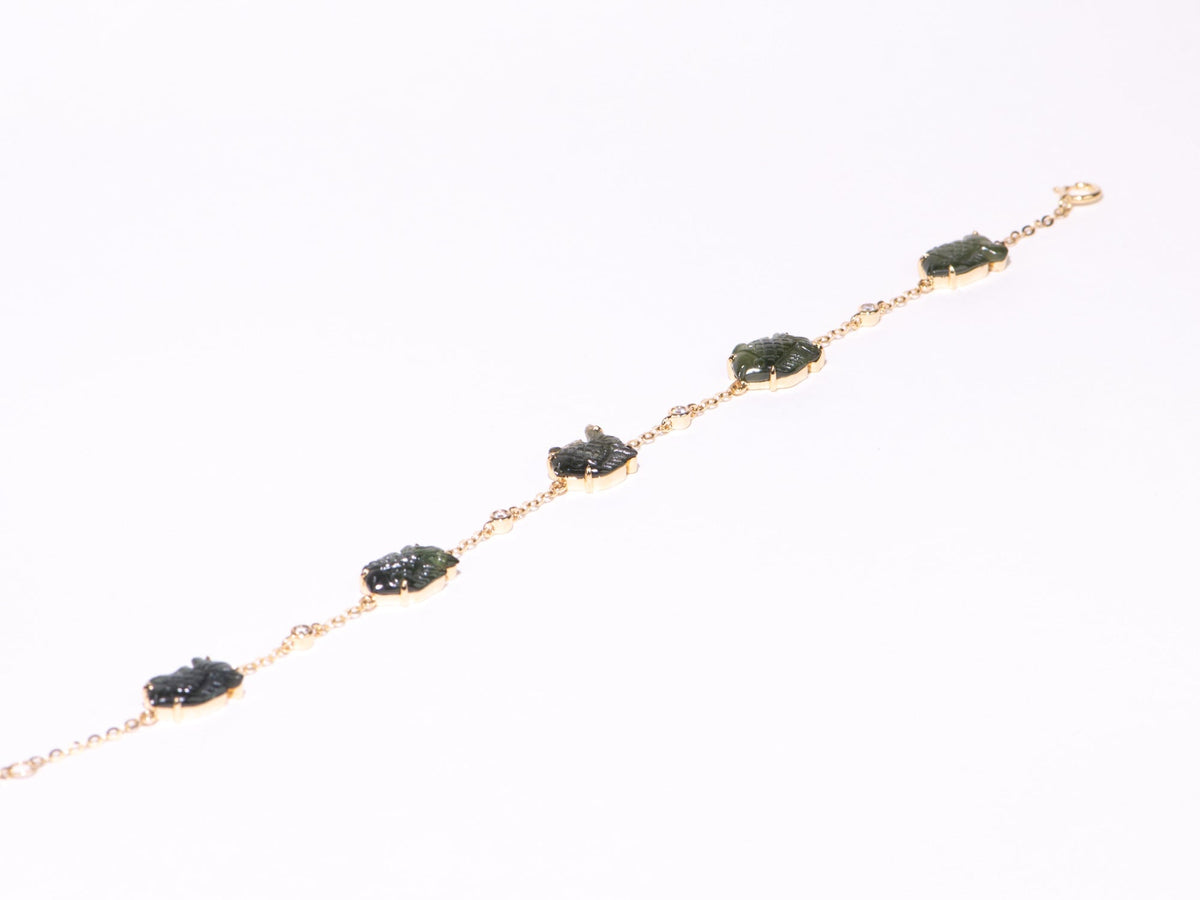 9.24ctw Teal Sapphire Fish Carving with Diamond Bubbles Bracelet 14K Gold 7" R2127 Aurora Designer