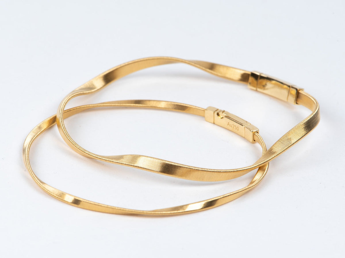 18K Gold Wavy Wave Bangle Bracelet Like Marco Bicego R2128 Aurora Designer