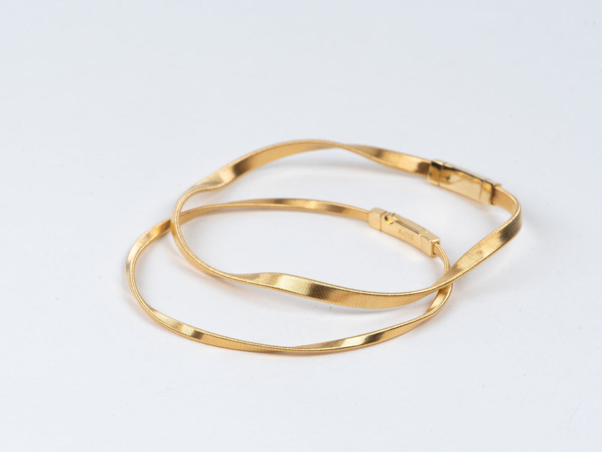 18K Gold Wavy Wave Bangle Bracelet Like Marco Bicego R2128 Aurora Designer