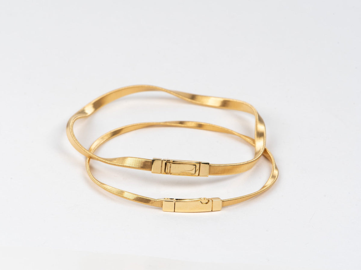 18K Gold Wavy Wave Bangle Bracelet Like Marco Bicego R2128 Aurora Designer