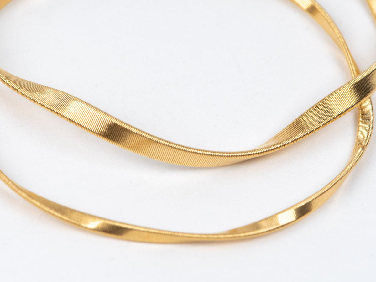 18K Gold Wavy Wave Bangle Bracelet Like Marco Bicego R2128 Aurora Designer