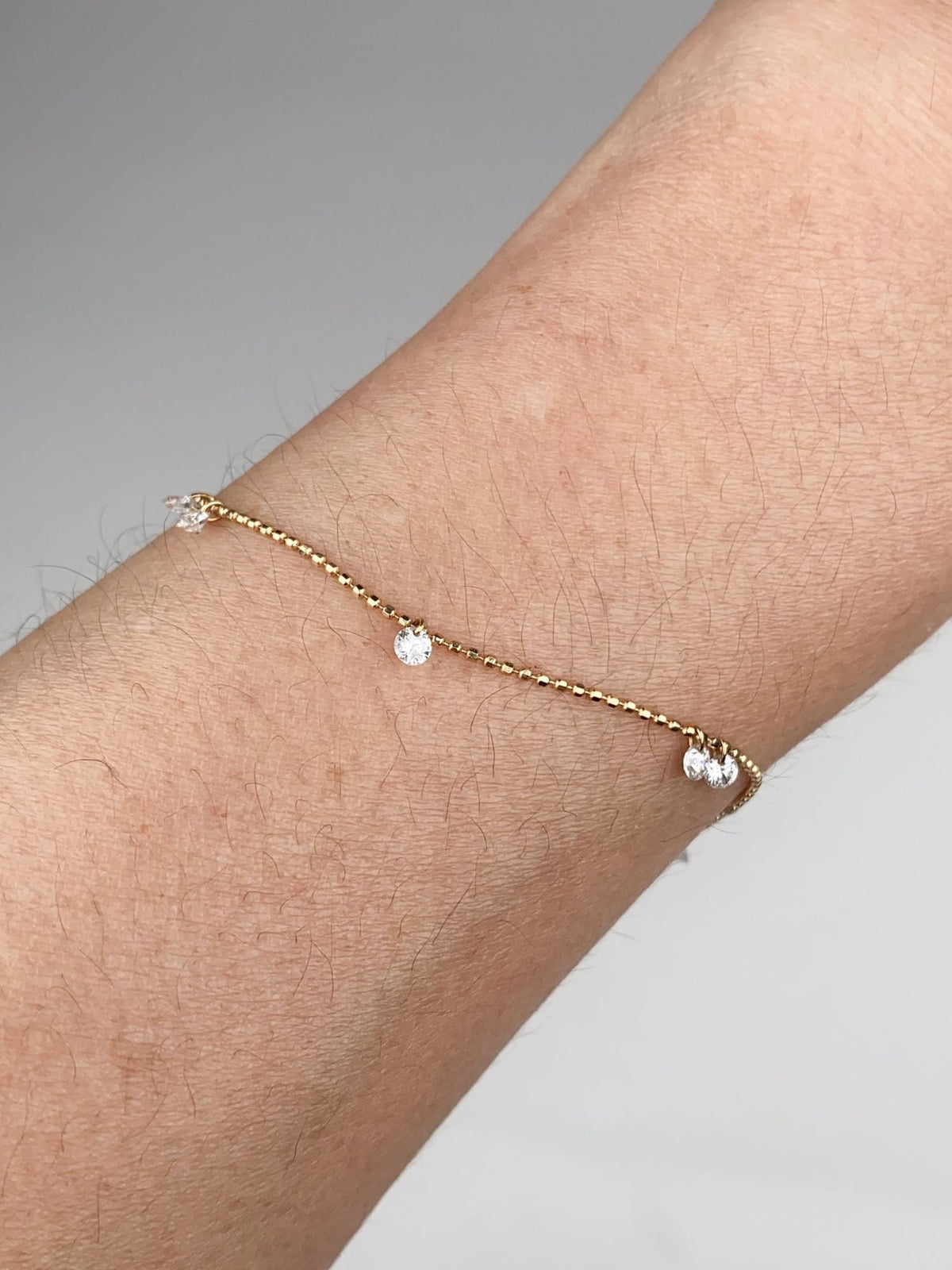 0.42ctw Drilled Lab Diamond Dangle Bracelet 18K Gold Adjustable R2133 Aurora Designer