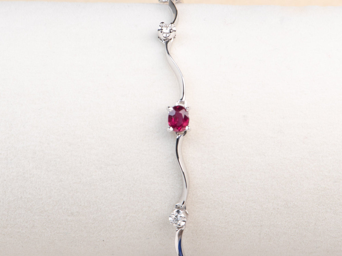 Platinum Natural Ruby and Diamond Bracelet 7.5&quot; R2134 Aurora Designer