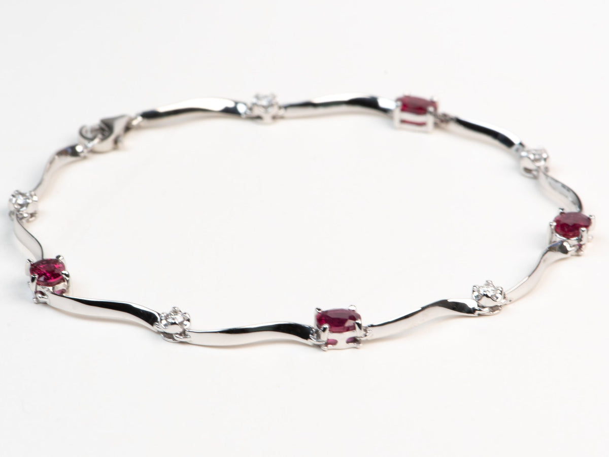 Platinum Natural Ruby and Diamond Bracelet 7.5&quot; R2134 Aurora Designer