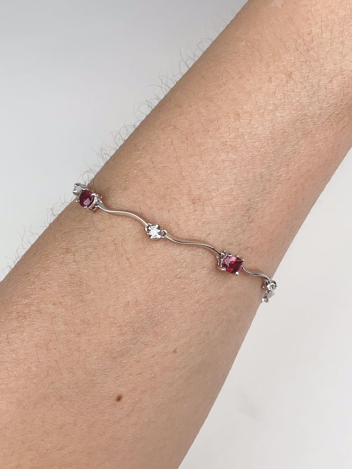Platinum Natural Ruby and Diamond Bracelet 7.5&quot; R2134 Aurora Designer