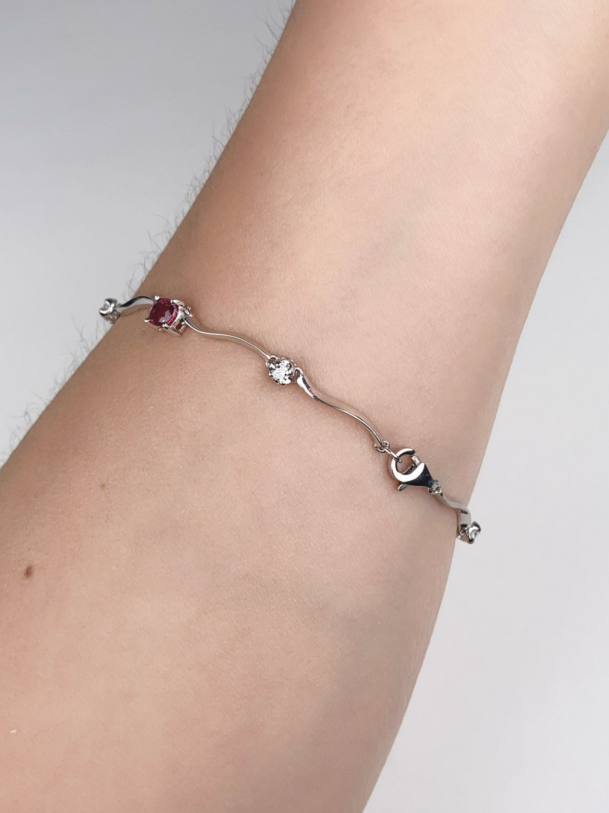 Platinum Natural Ruby and Diamond Bracelet 7.5&quot; R2134 Aurora Designer