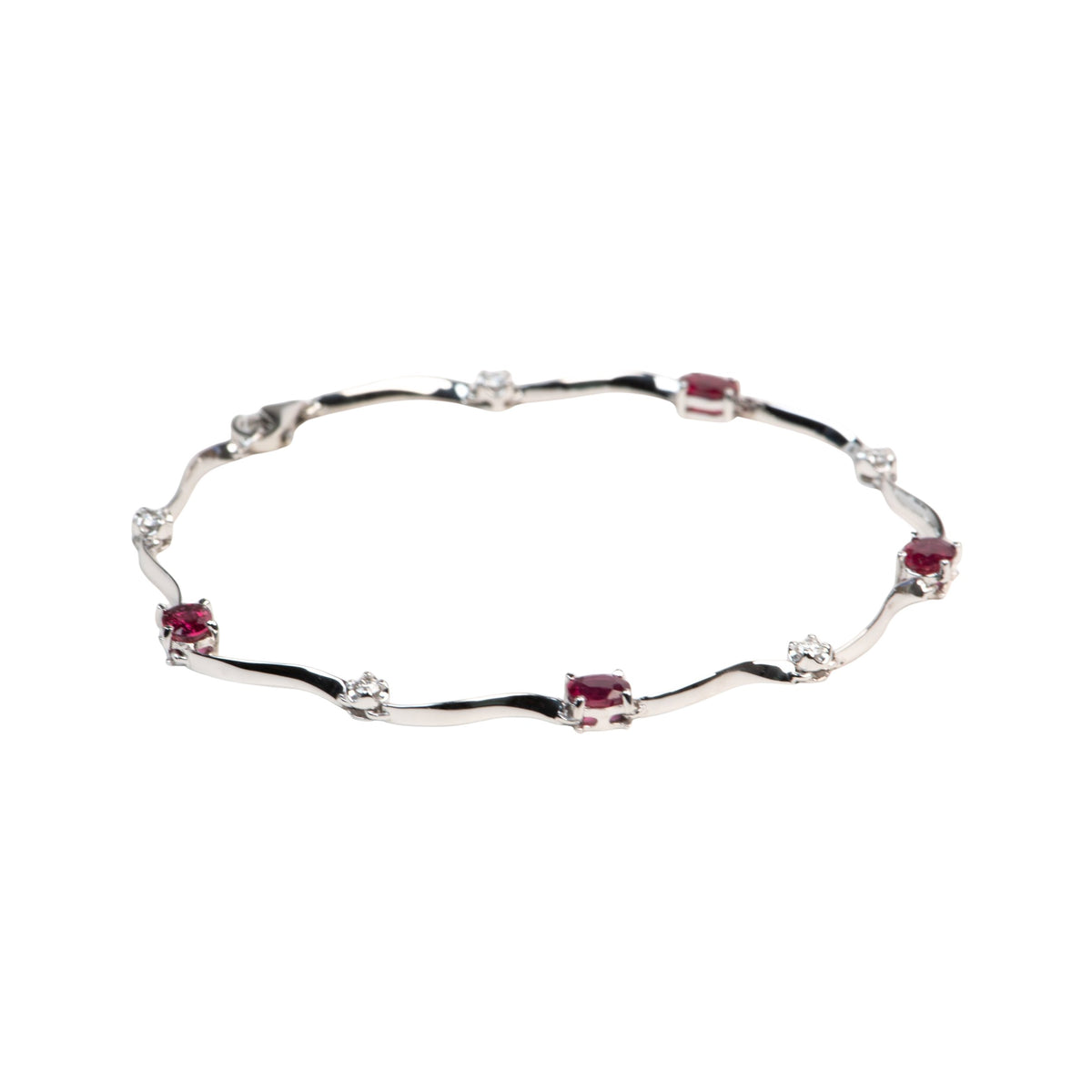 Platinum Natural Ruby and Diamond Bracelet 7.5&quot; R2134 Aurora Designer