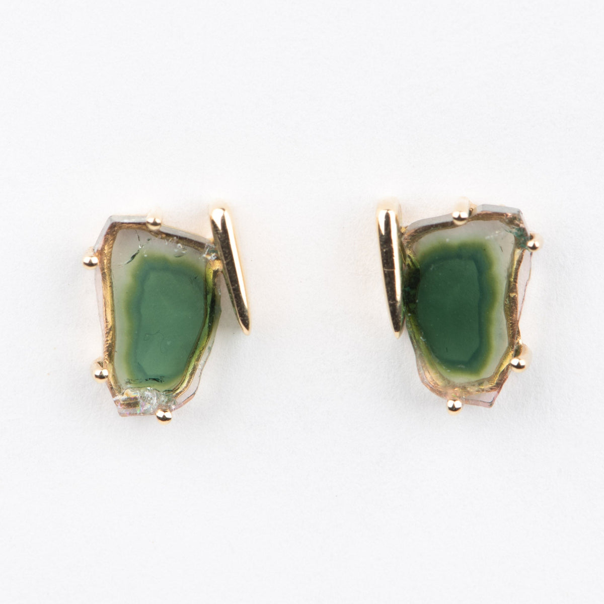 2.75ct Bi-Color Tourmaline Slice Butterfly Wing Earrings 14K Gold R3037 Aurora Designer