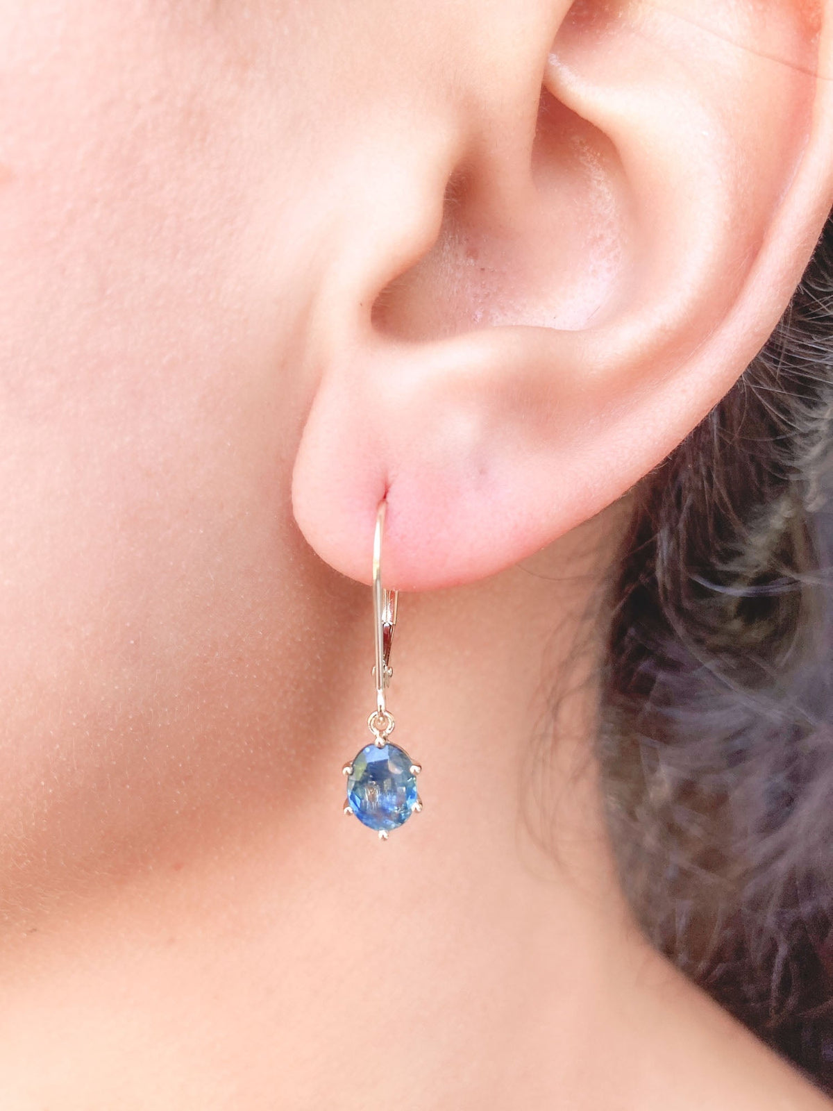 Teal Montana Sapphire Leverback Earrings 14K White Gold R3148 Aurora Designer