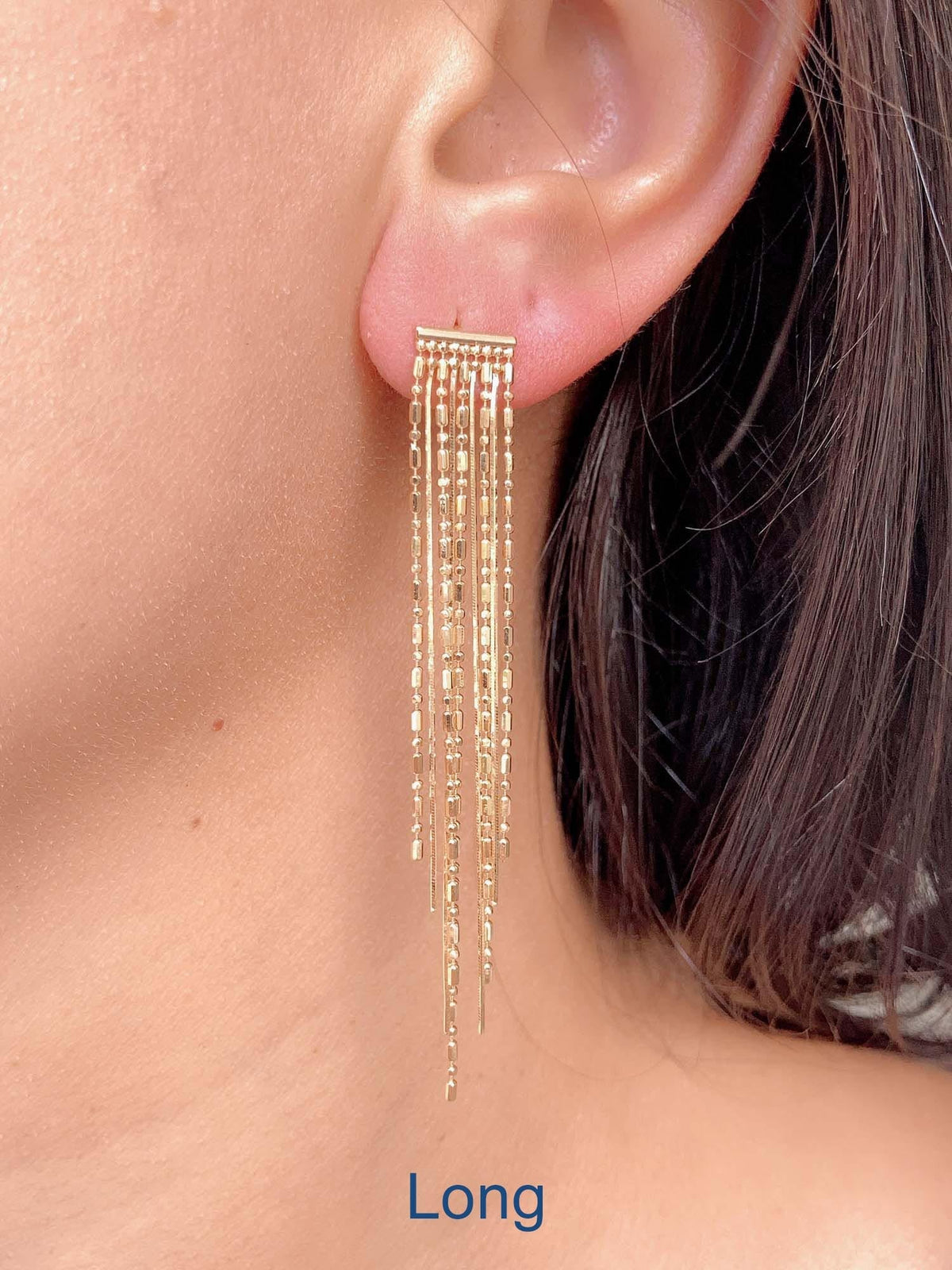 Solid 18K Gold Long and Short Fringe Earrings 2-4g Aurora Designer