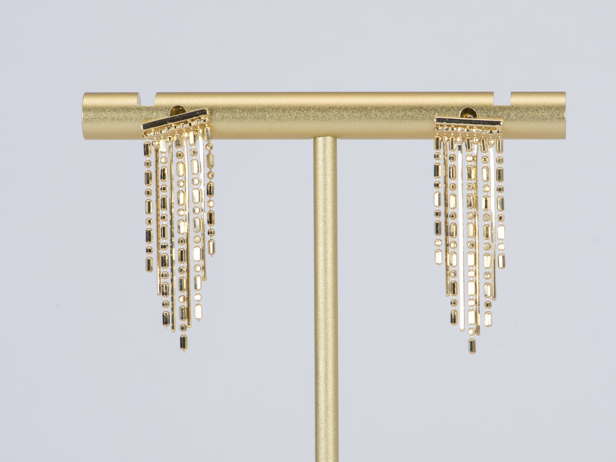 Solid 18K Gold Long and Short Fringe Earrings 2-4g Aurora Designer
