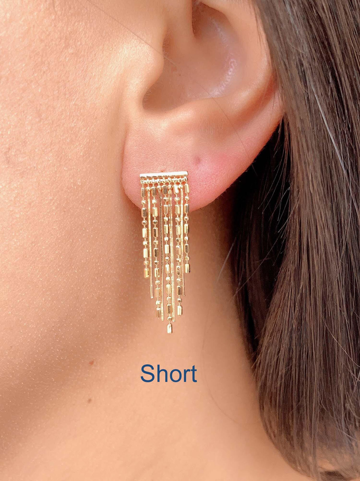 Solid 18K Gold Long and Short Fringe Earrings 2-4g Aurora Designer
