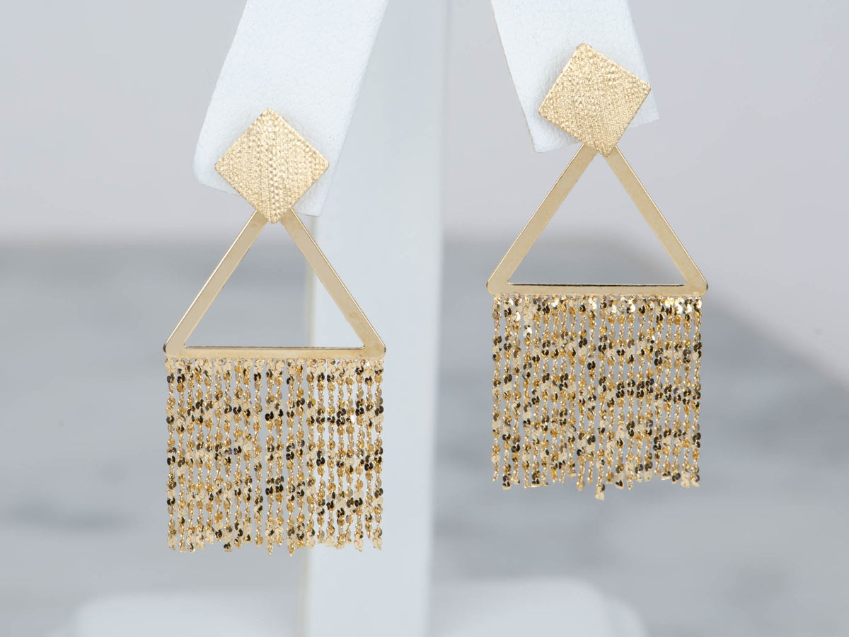 Solid 18K Gold Fringe Earrings with Triangle Design 3.41g R3114 Aurora Designer