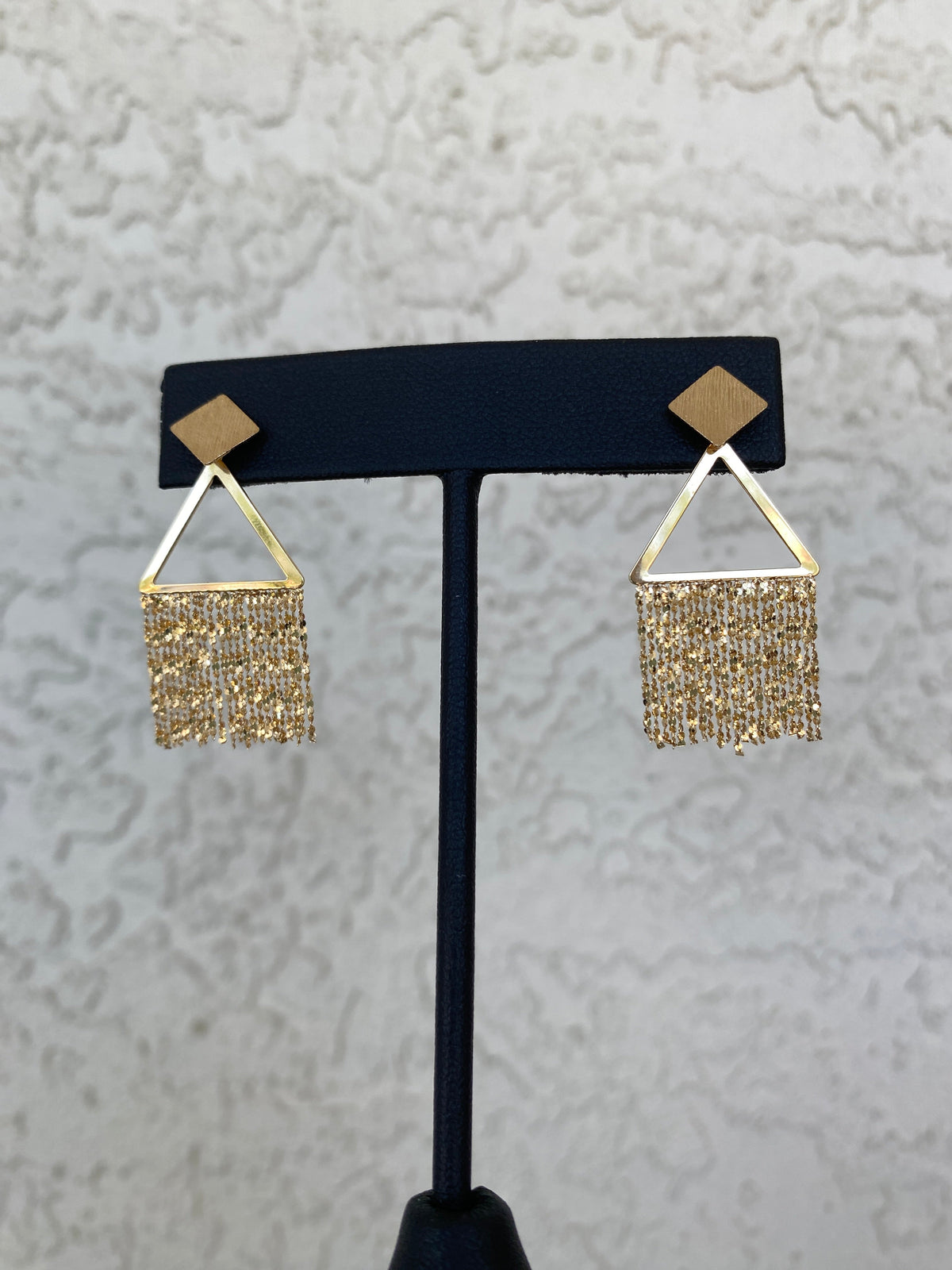 Solid 18K Gold Fringe Earrings with Triangle Design 3.41g R3114 Aurora Designer