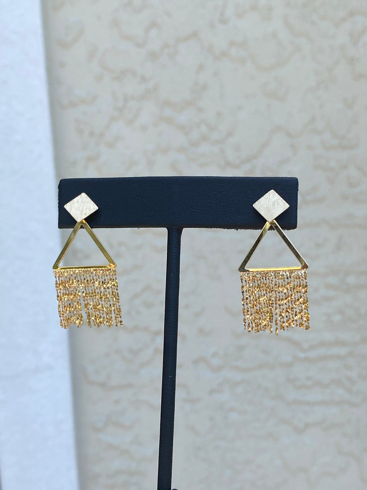 Solid 18K Gold Fringe Earrings with Triangle Design 3.41g R3114 Aurora Designer