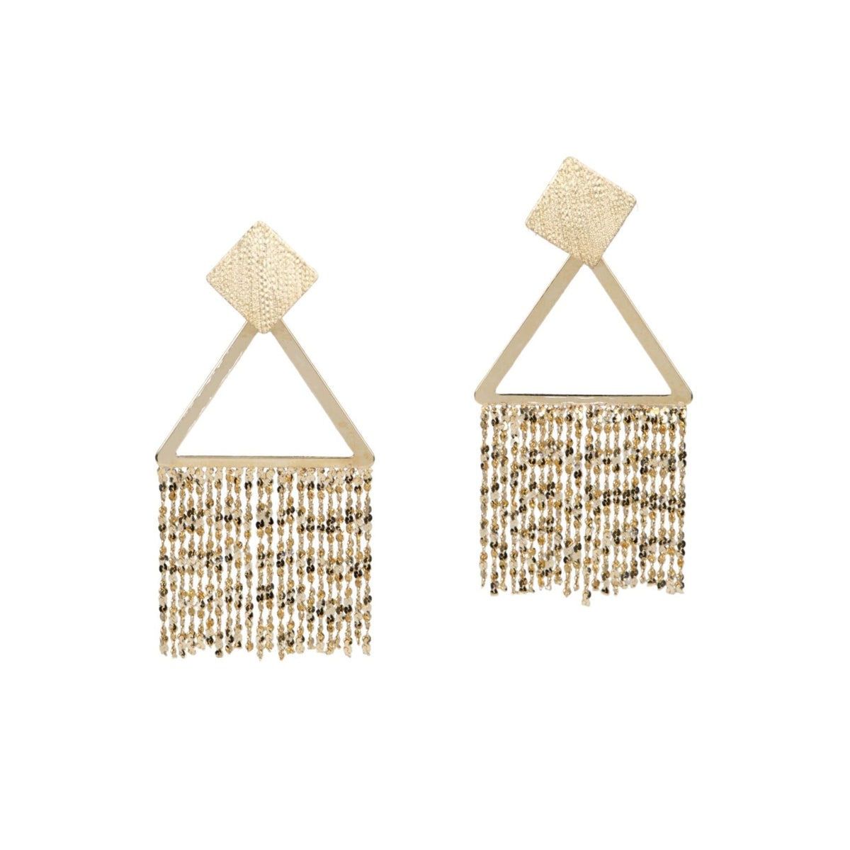 Solid 18K Gold Fringe Earrings with Triangle Design 3.41g R3114 Aurora Designer