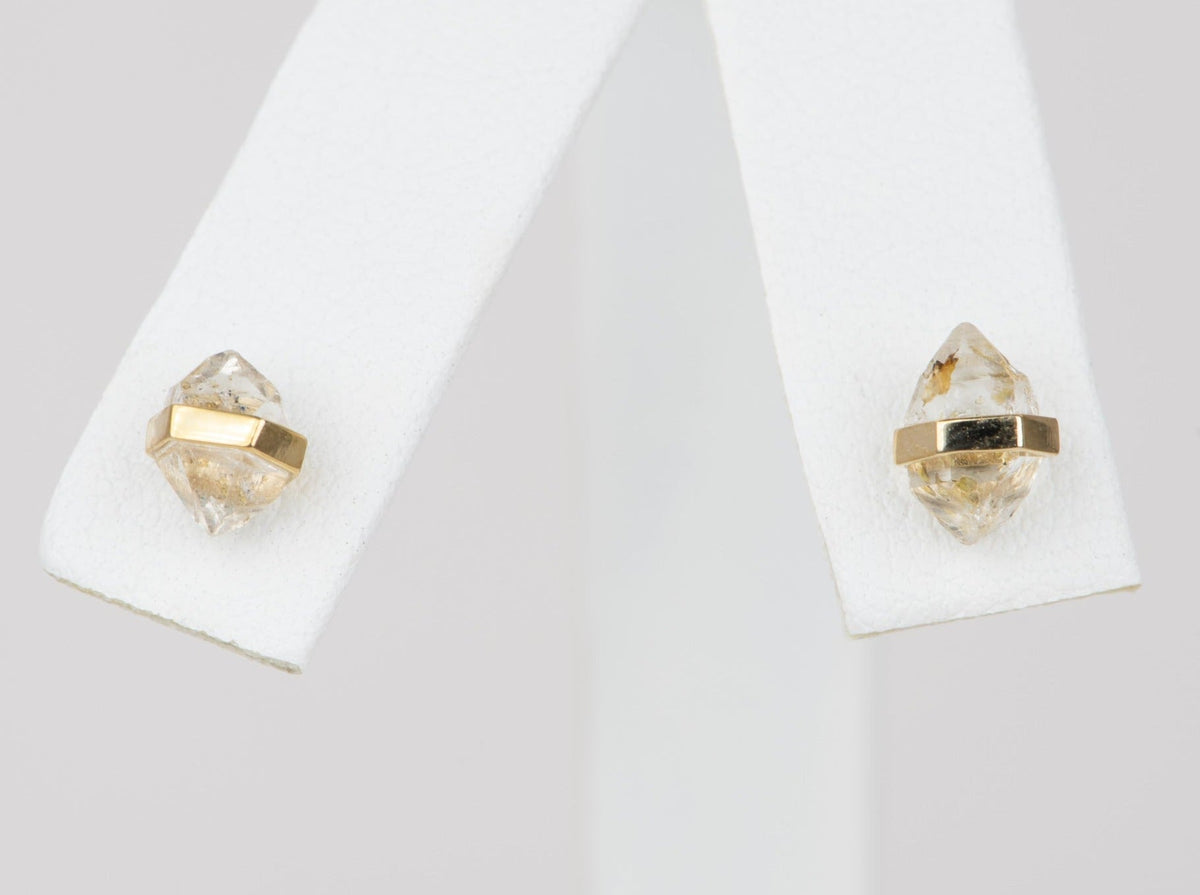 Bar Set Golden Petroleum Quartz Earrings 9K Gold R3121 Aurora Designer
