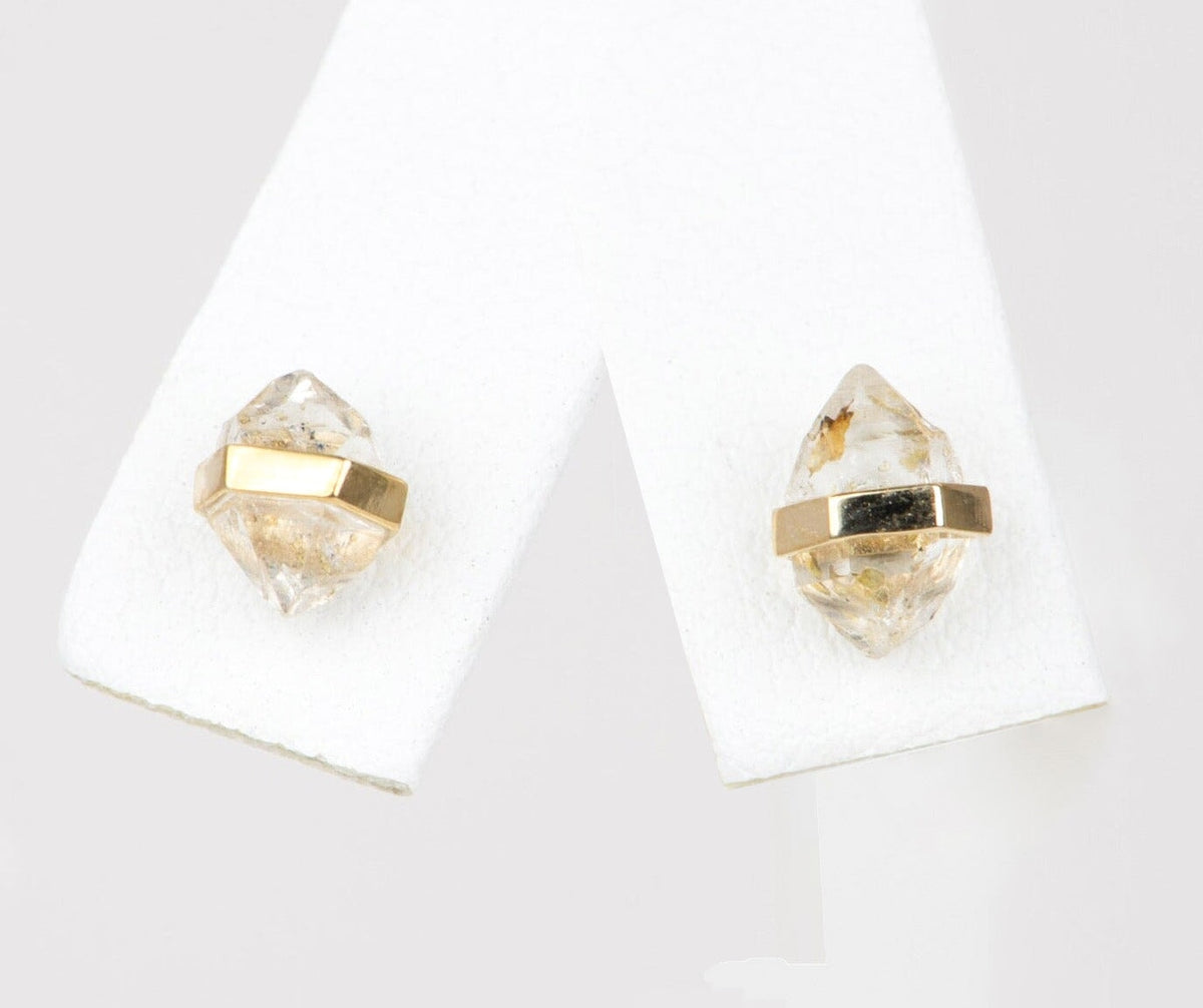 Bar Set Golden Petroleum Quartz Earrings 9K Gold R3121 Aurora Designer